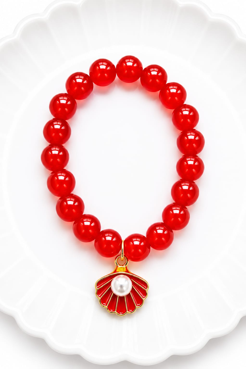 glossy red glass bead bracelet glossy red glass bead bracelet