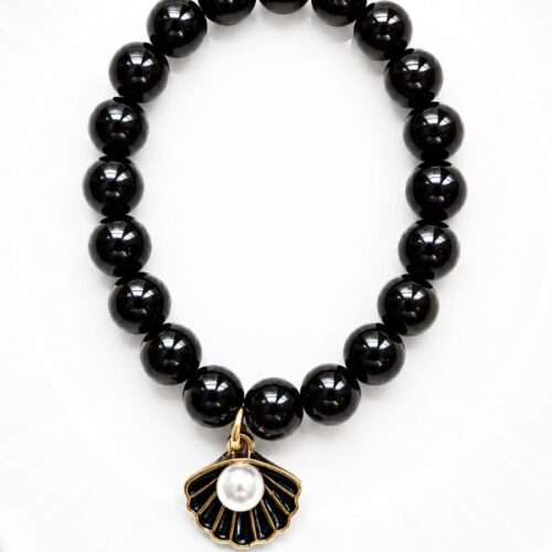 glossy black bead bracelet