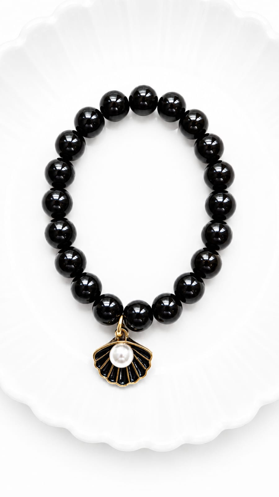 glossy black bead bracelet glossy black bead bracelet
