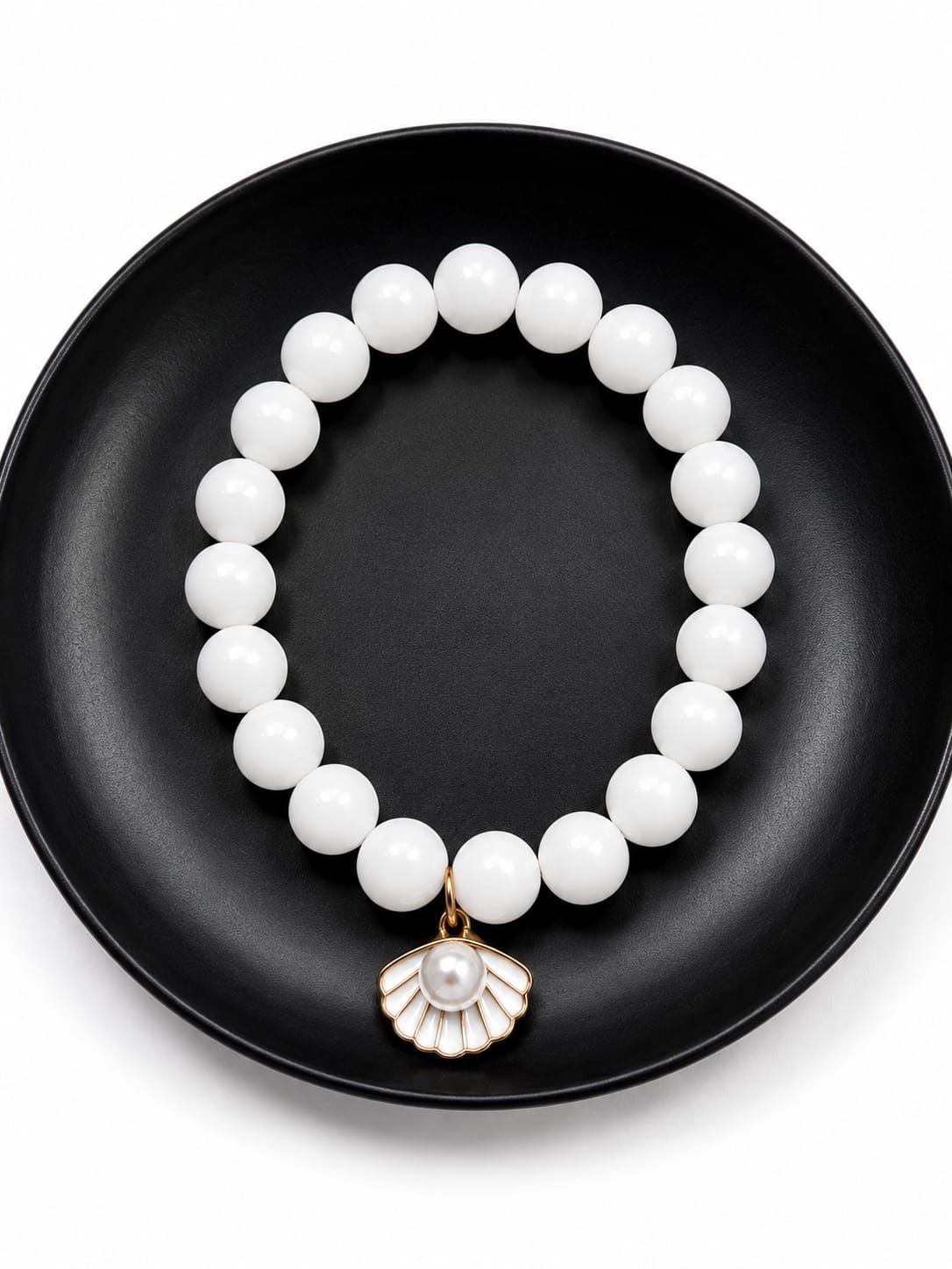 glossy white bead bracelet glossy white bead bracelet