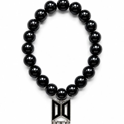 glossy black bead bracelet