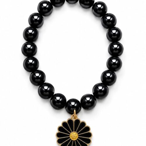 glossy black bead bracelet
