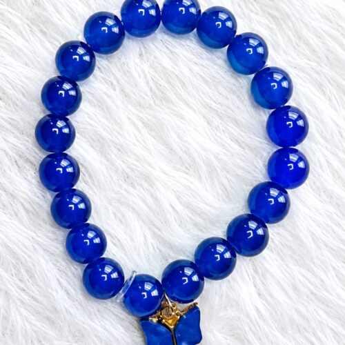 glossy blue bead bracelet