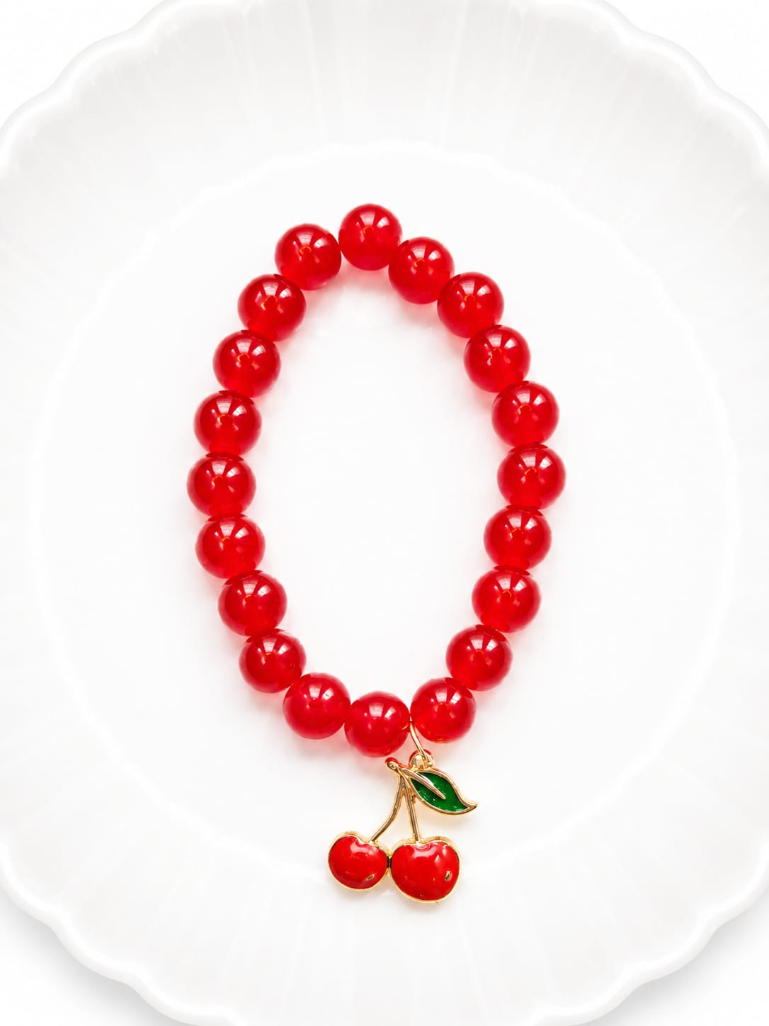 glossy red glass bead bracelet glossy red glass bead bracelet