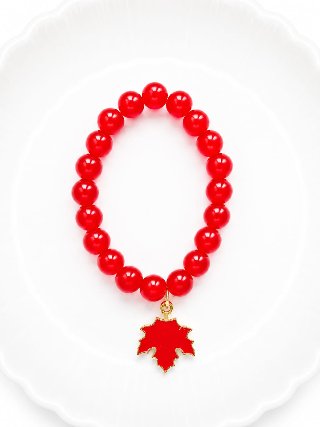 glossy red glass bead bracelet glossy red glass bead bracelet