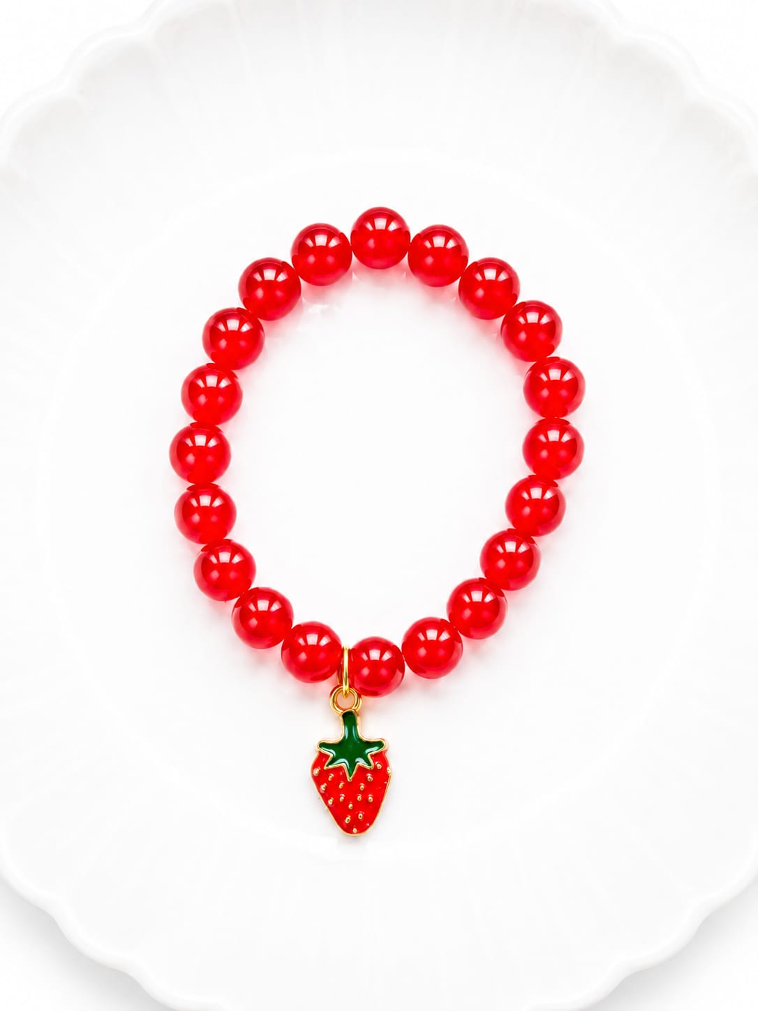 glossy red glass bead bracelet glossy red glass bead bracelet