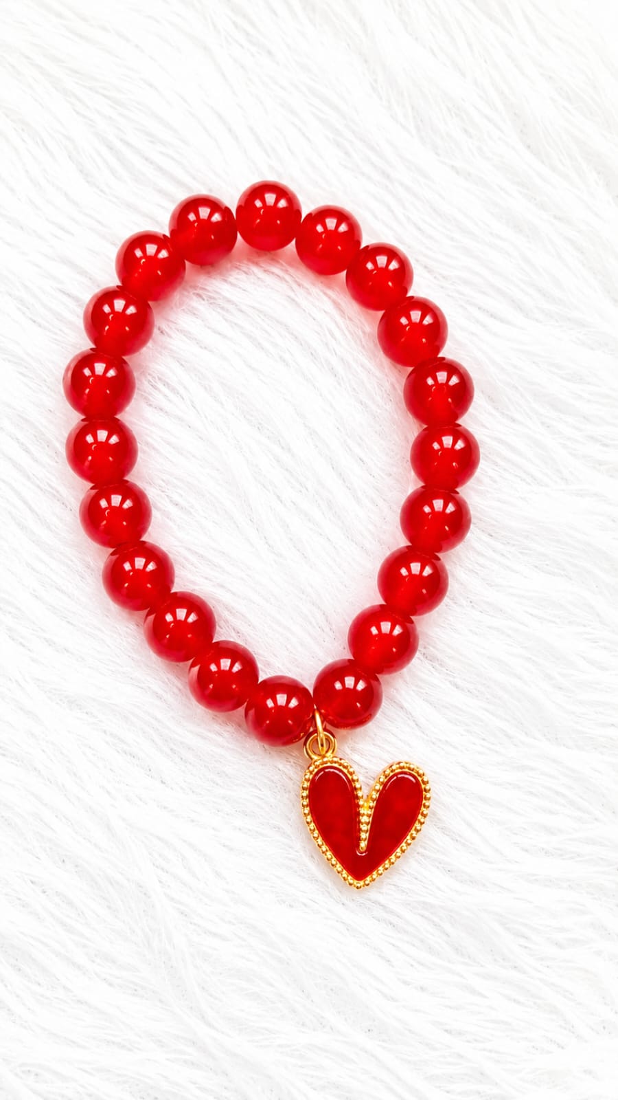 glossy red glass bead bracelet glossy red glass bead bracelet