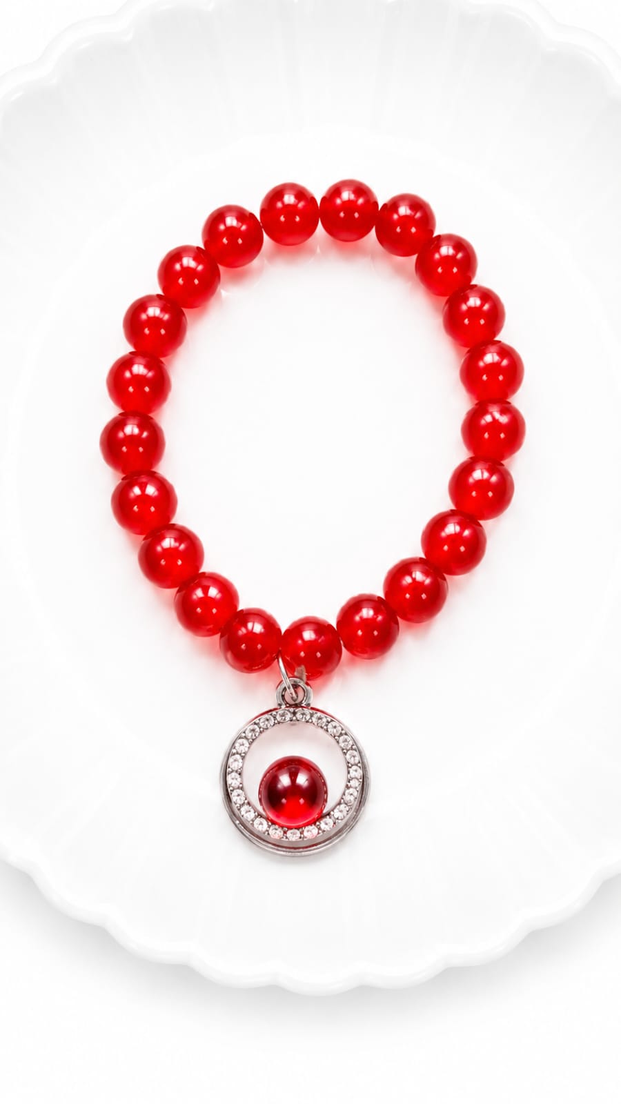 glossy red glass bead bracelet glossy red glass bead bracelet
