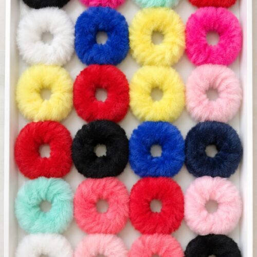 soft small fluffy fur scrunchies