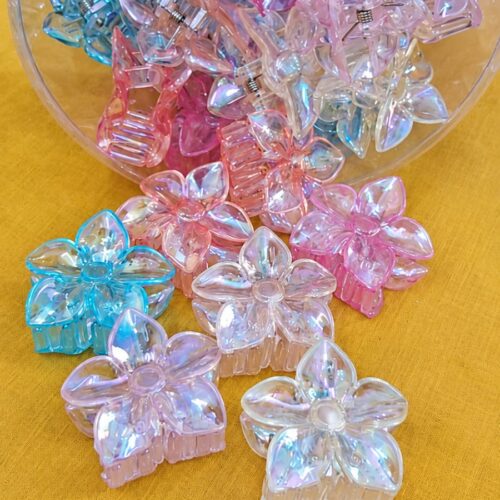 iridescent flower shaped claw clips