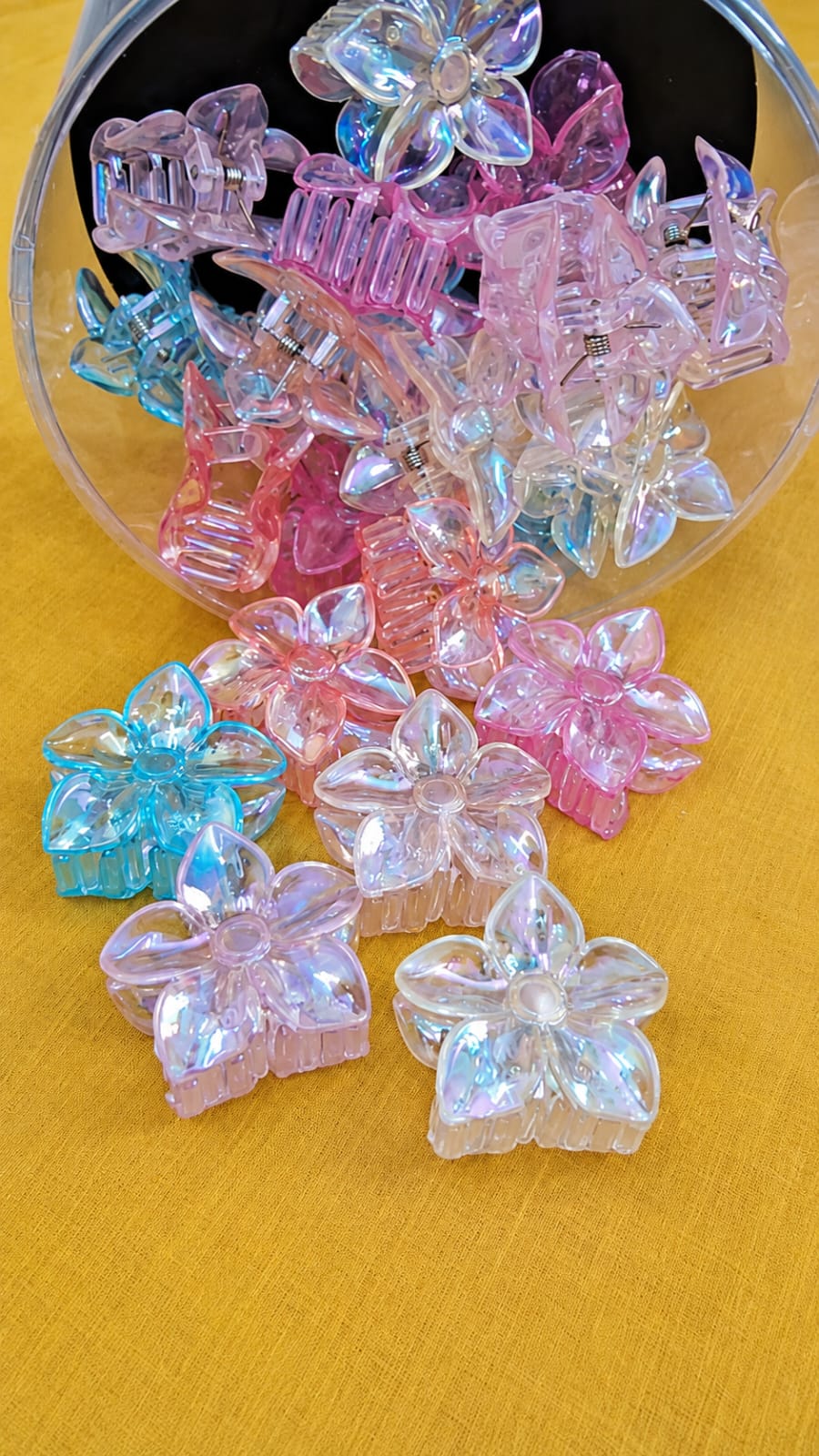 iridescent flower shaped claw clips iridescent flower shaped claw clips