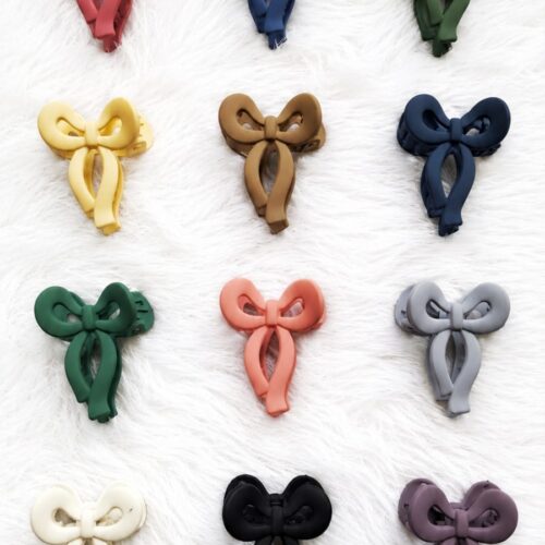 matte ribbon small bow shaped claw clips