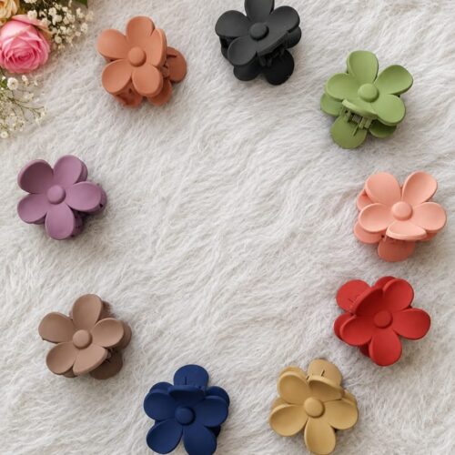Matte flower-shaped hair claw clips