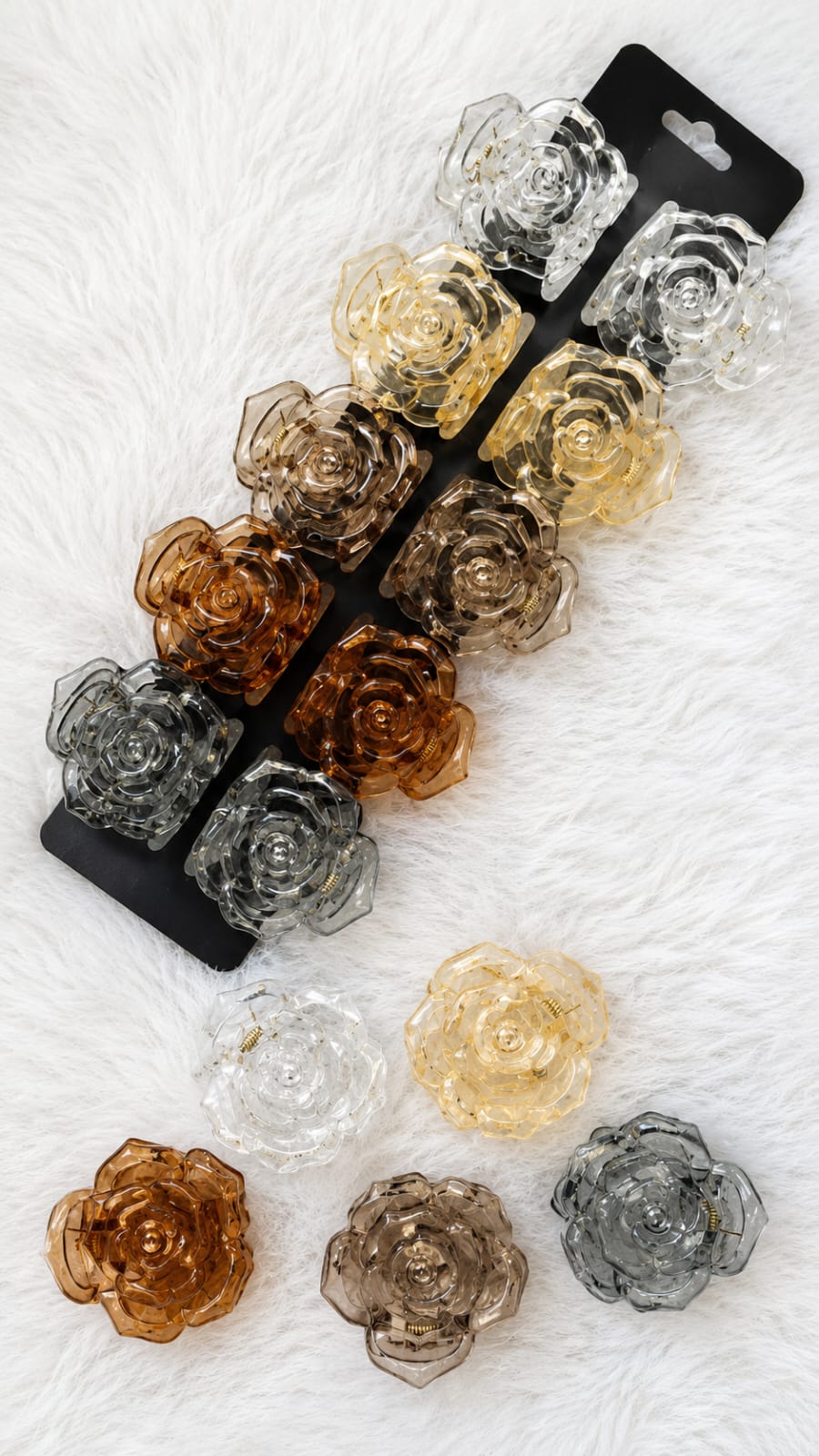 Translucent rose-shaped medium size hair claw clips Translucent rose-shaped medium size hair claw clips