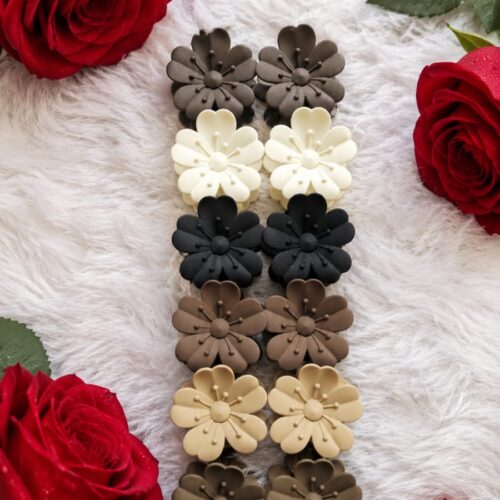 flower shaped claw clips in matte neutral tones