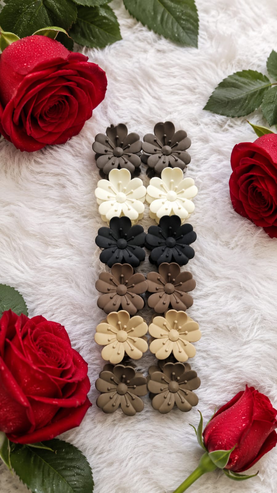 flower shaped claw clips in matte neutral tones flower shaped claw clips in matte neutral tones