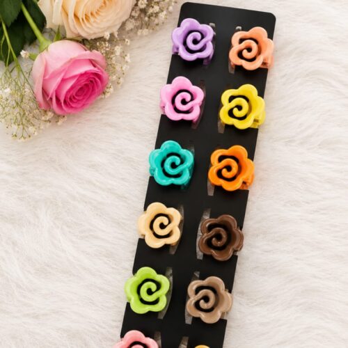 glossy mini rose shaped claw clips