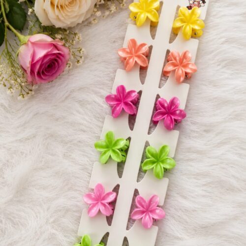glossy flower shaped mini claw clips