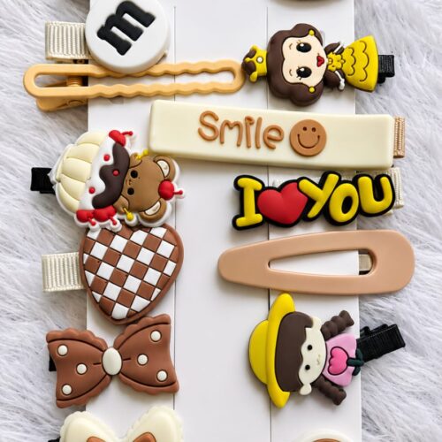 brown and cream theme kids' hair clip