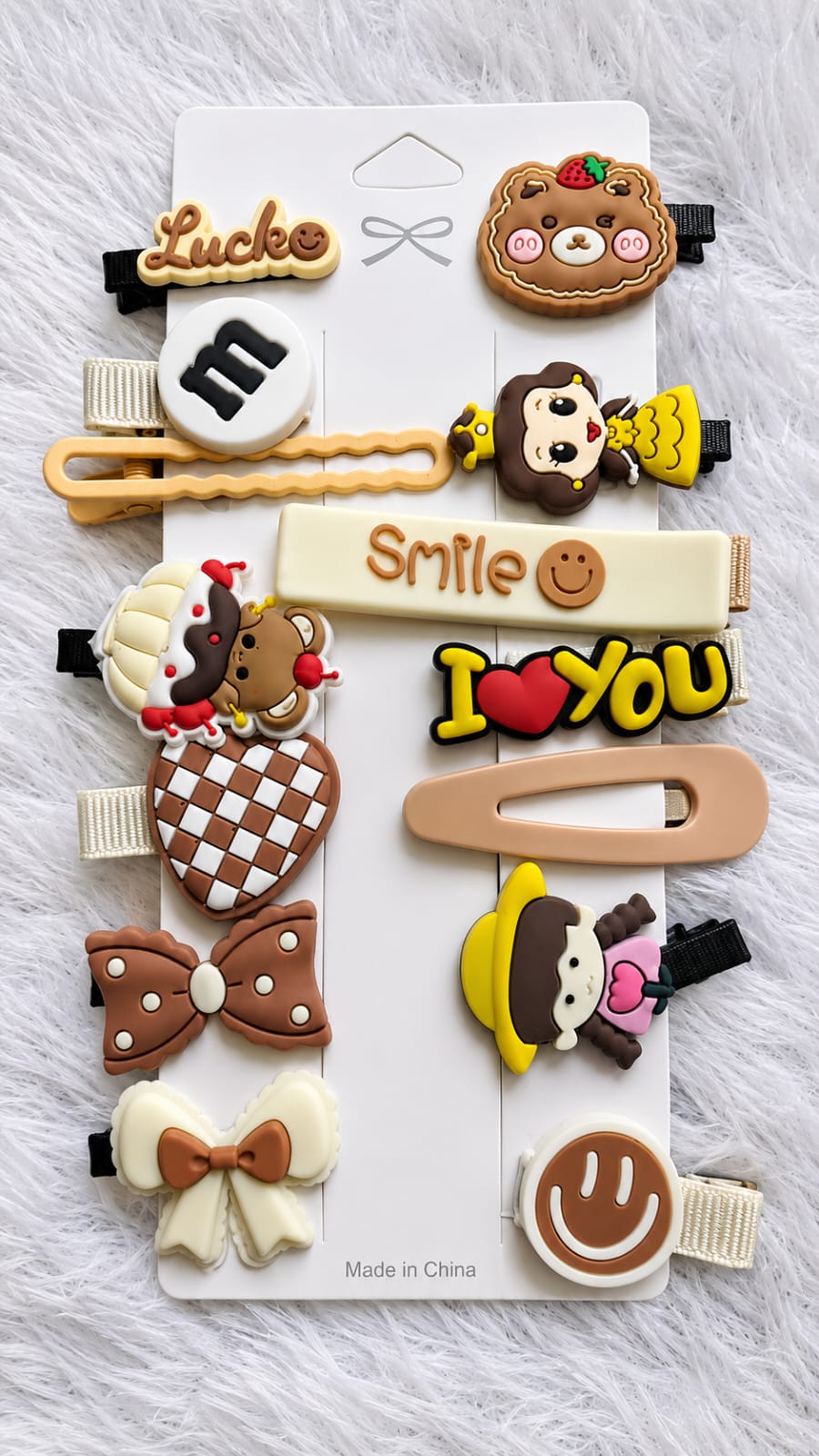 brown and cream theme kids' hair clip brown and cream theme kids' hair clip