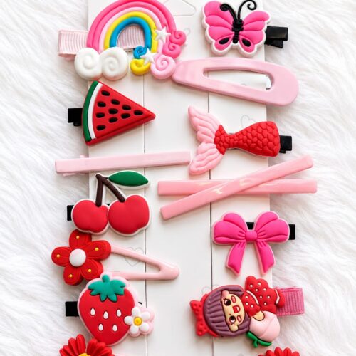 cute red and pink theme kids' hair clip