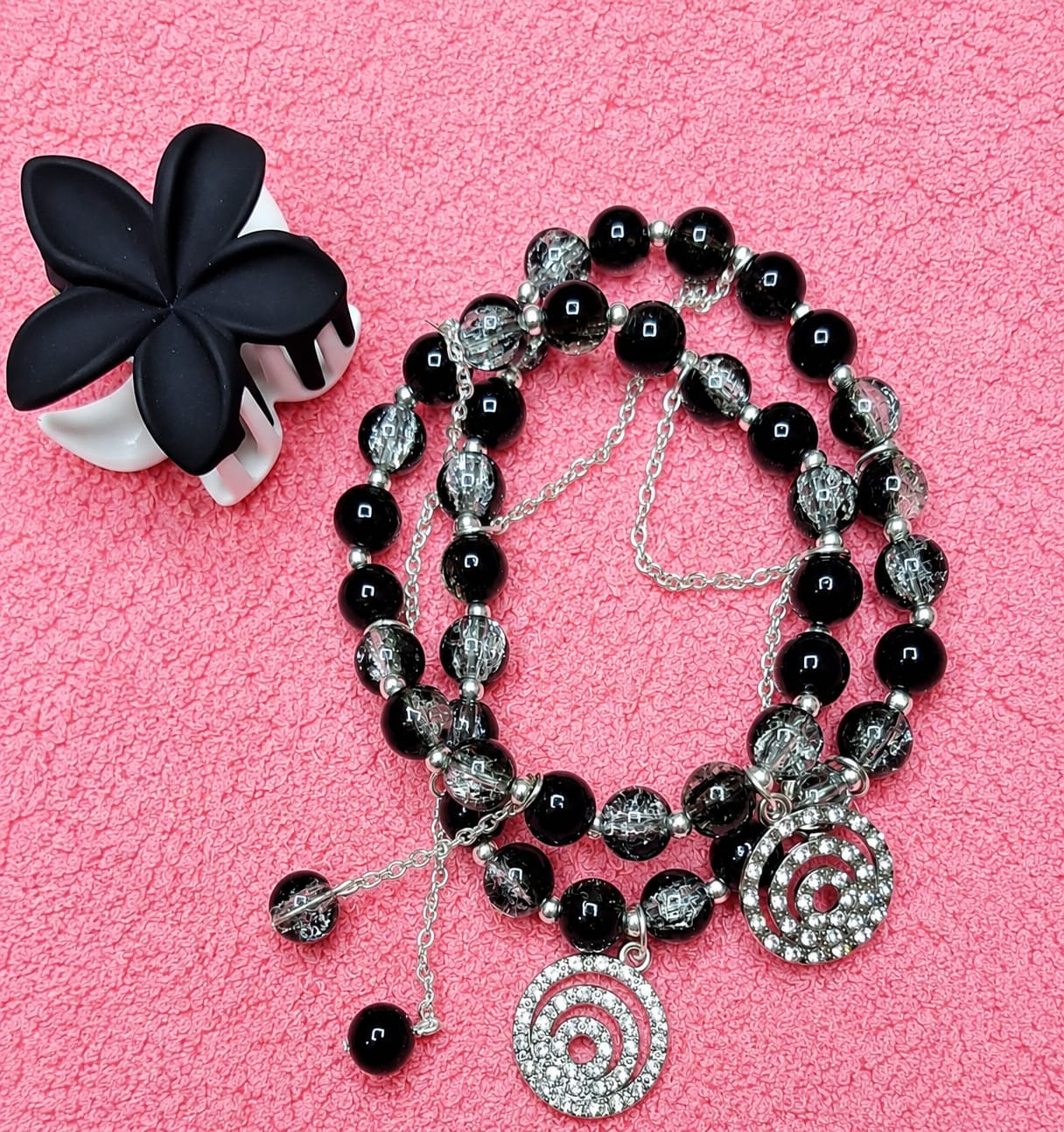 black beaded bracelet set black beaded bracelet set