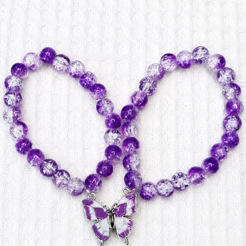 purple crackle glass bead bracelet