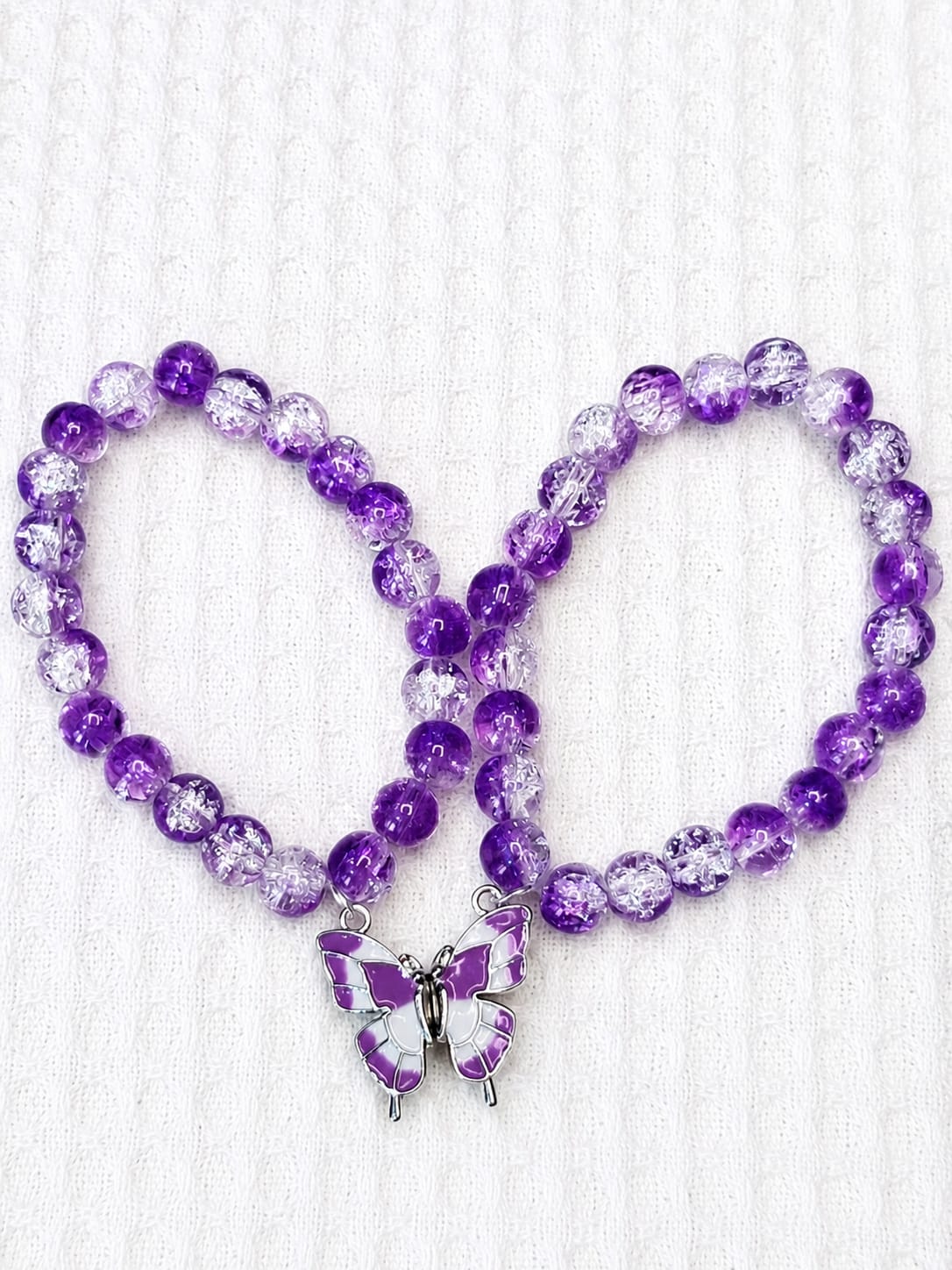 purple crackle glass bead bracelet purple crackle glass bead bracelet